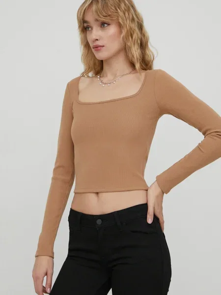 Блуза с дълги ръкави Hollister Co. кафяво