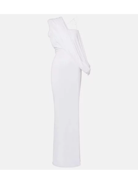 Rochie maxi Christopher Esber din jerseu drapată de costum alb
