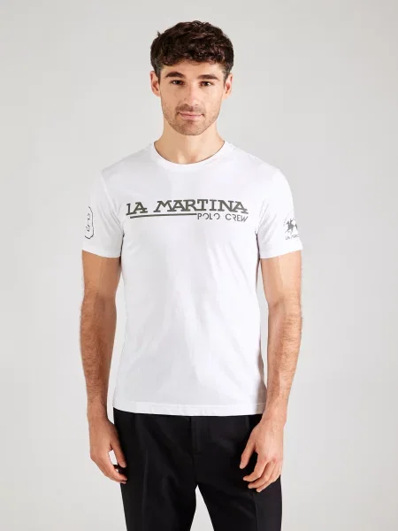La Martina Tricou gri alb