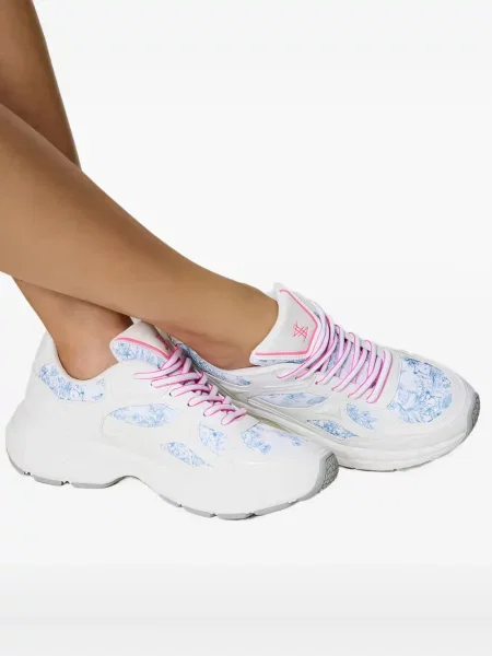 Sneakerși Twinset cu șireturi din dantelă alb