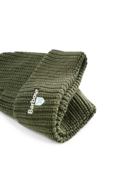 Плетена шапка Barbour зелено