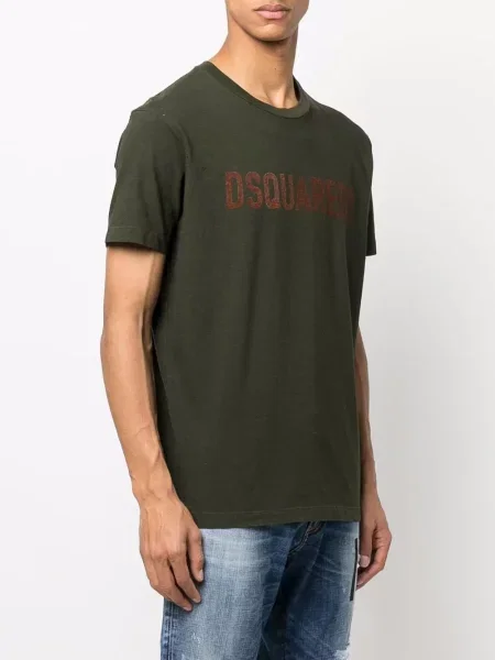 Krátké tričko Dsquared2 s potiskem zelené