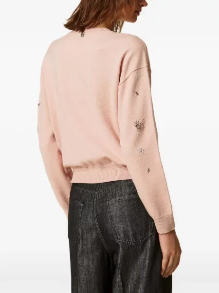 Pulover Twinset cu broderie roz