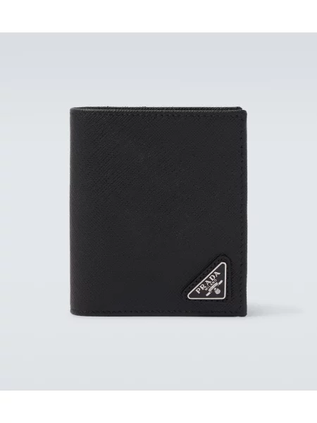 Usnjena denarnica Prada črna