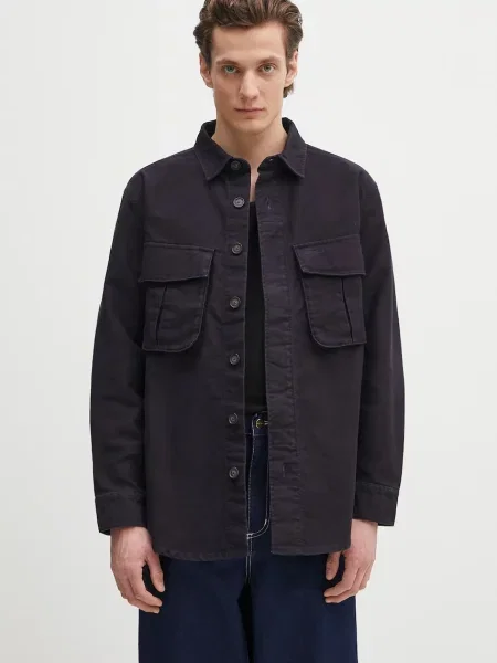 Риза Barbour Barbour Jungle Sateen Overshirt със свободна кройка с класическа яка тъмносиньо