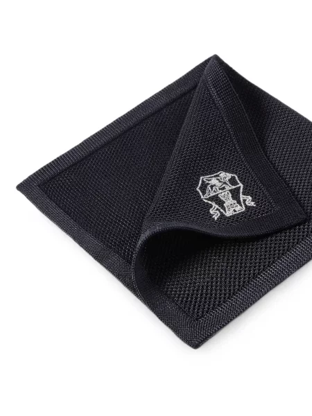 Cravată Brunello Cucinelli cu broderie de mătase albastru