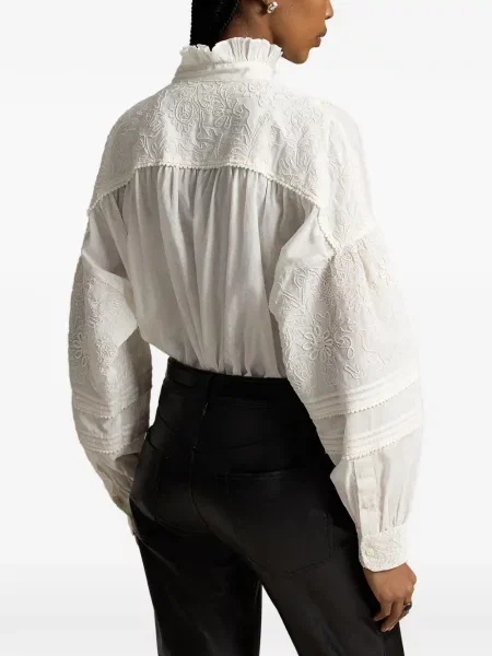 Gulerat cămașă Polo Ralph Lauren cu broderie din poplin gri