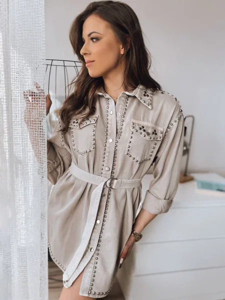 Rochie din denim Dstreet gri