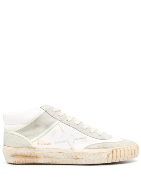 Sneakerși Golden Goose Mid Star din piele alb