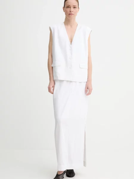 Жилетка з домішкою льону Gestuz однобортний білий