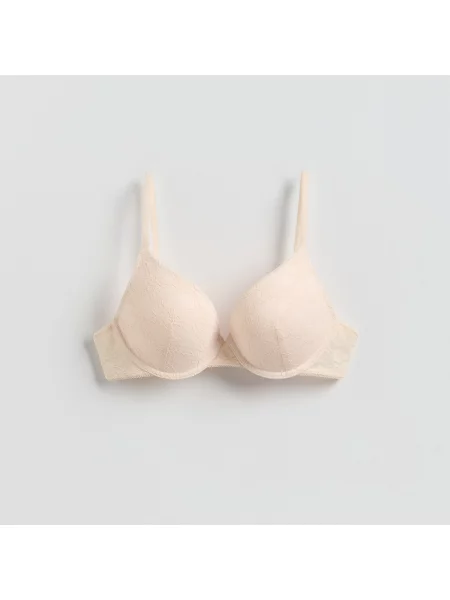 Reserved Krajková push-up podprsenka krémová