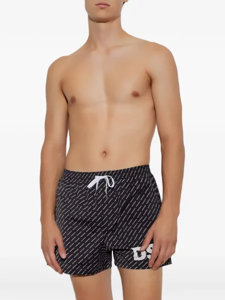 Slip de baie Dsquared2 cu imagine cu cordon negru