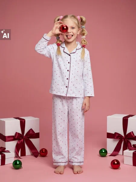 Sinsay dvoudílné pruhované pyžamo s motivem „Ho Ho“ modrá