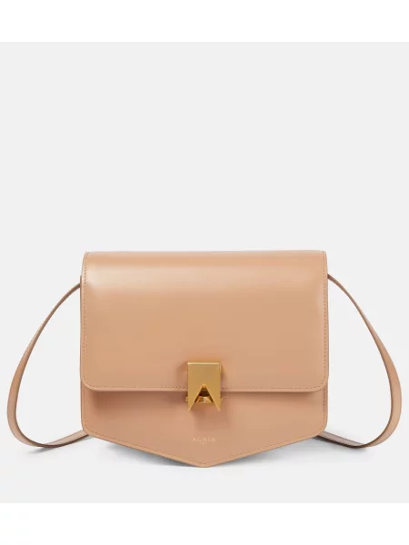 Duża torebka skórzana Alaïa skórzana różowa