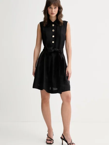 Lniana sukienka lniana Hugo czarna