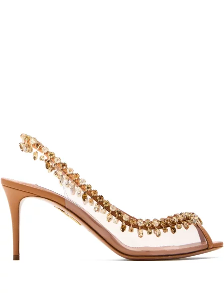 Pantofi cu toc Aquazzura slingback de cristal
