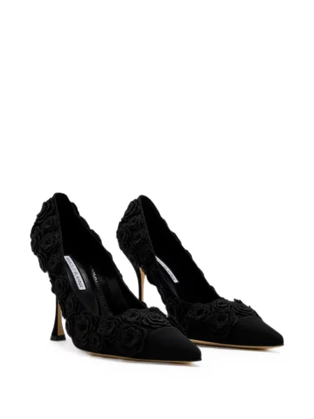 Φλοράλ γοβάκια Manolo Blahnik με απλικέ μαύρο