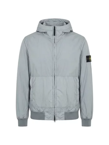 Geacă Stone Island cu glugă cu strasuri gri