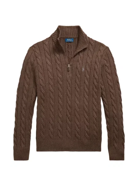 Fleece polo Polo Ralph Lauren με κέντημα με λαιμόκοψη v κόκκινο