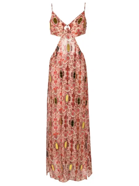 Rochie Amir Slama cu model floral cu imagine de costum roșu