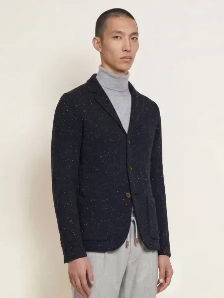 Eleventy Pletené Sako Extra Slim Fit tmavě modrá