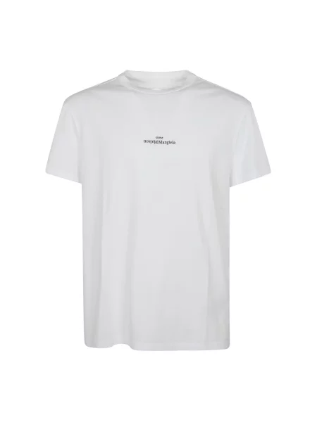 Koszulka Maison Margiela z logo z krótkim rękawem z dekoltem w kształcie litery U biała