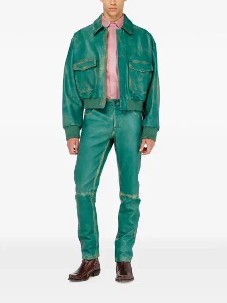 Pantaloni Diesel din piele verde