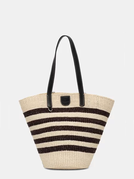 Weekend Max Mara geantă de plajă pentru femei împletită AGENNAIO maro