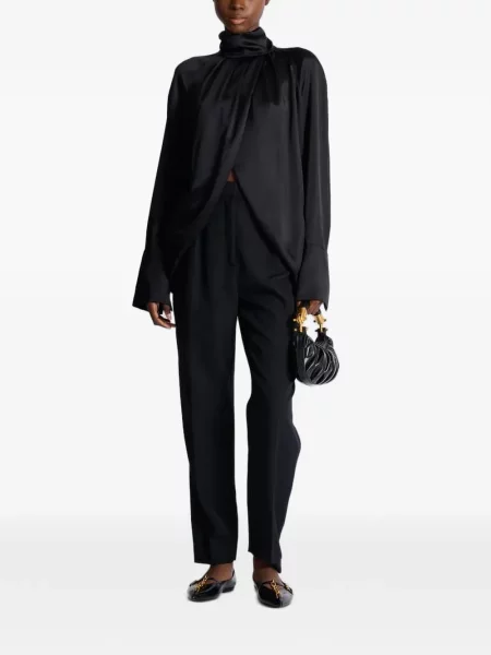 Bluză Balmain de mătase drapată negru