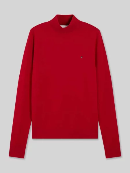 Bluzka z długim rękawem z detalem z logo Tommy Hilfiger czerwona