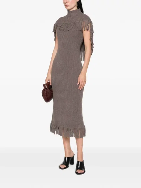 Rochie Simkhai cu franjuri tricotate maro