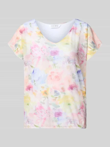 T-shirt we wzór na całej powierzchni model Zabaione różowa
