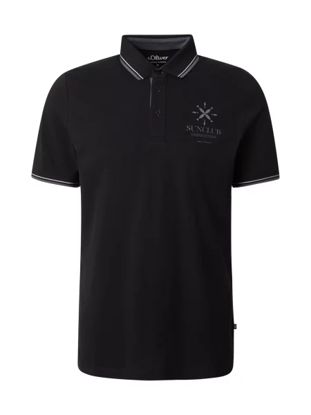 S.Oliver Tricou albastru fumuriu / negru alb