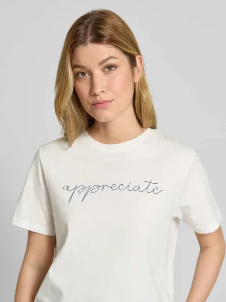 T-shirt z okrągłym dekoltem model ‘SYBIL’ Vila biała