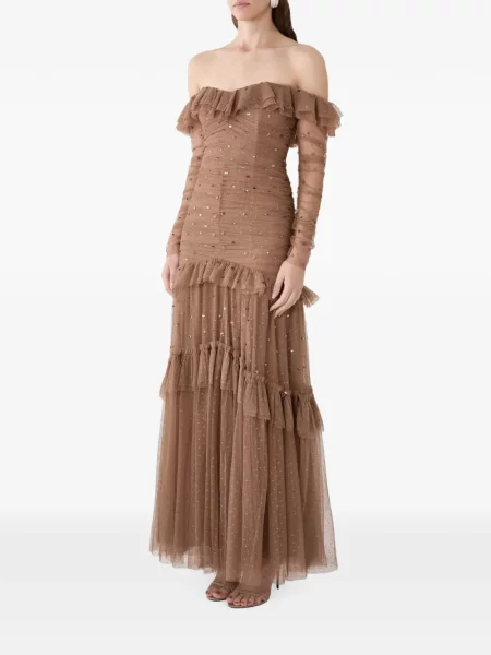 Rochie Needle & Thread cu paiete maro