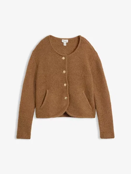 Sweter rozpinany o luźnym kroju brązowy