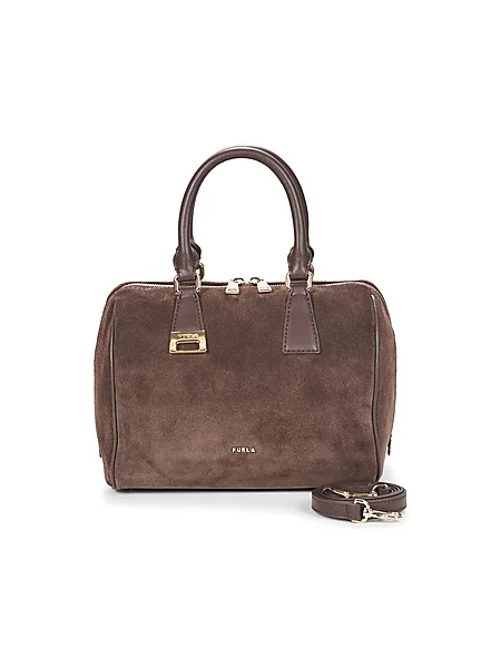 Furla Ročna torba Olivia M Boston Bag Temno rjava
