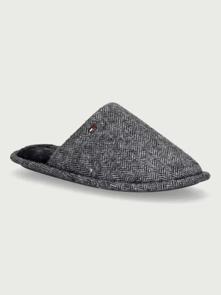 Tommy Hilfiger Pantofle HERRINGBONE HOUSE SHOE šedé