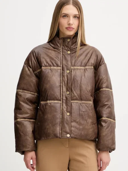 Guess kurtka GIPSY zimowa oversize brązowy