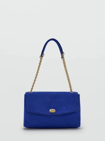 Mała skórzana torebka na ramię z łańcuszkiem electric blue Kobieta uniwersalny MANGO niebieska