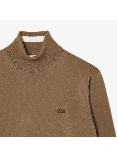 Lacoste Golf Z Wełny Merynosów brązowy