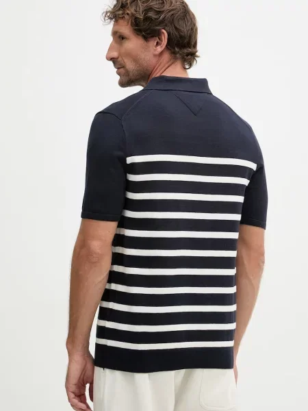 Koszulka polo z dzianiny o kroju regular fit z czystej bawełny Tommy Hilfiger granatowa