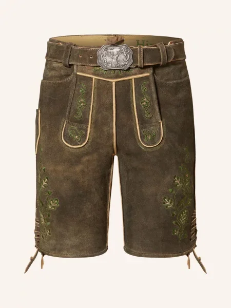 Hirscher Kožené Krojové Kalhoty Amberg tmavě hnědá