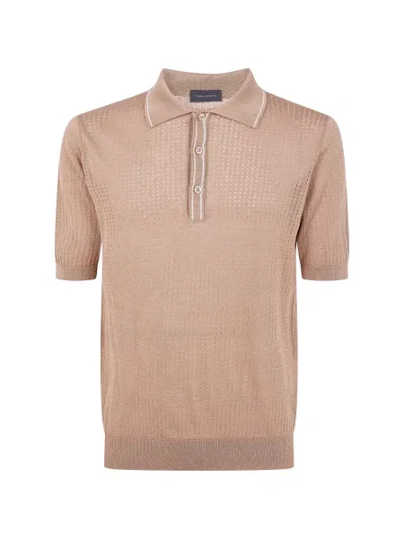 Scurt tricou polo Tagliatore tricotate maro