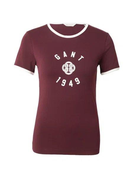GANT Tricou RINGER roșu burgundy alb