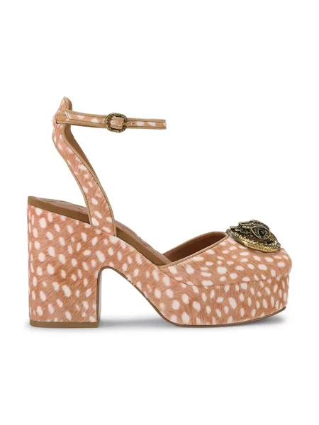 Kurt Geiger London lodičky na sloupku kožené Chelsea Closed Platform hnědé