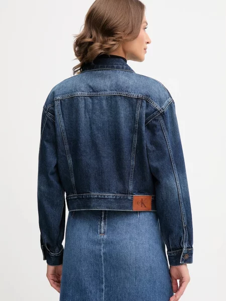Džínová bunda Calvin Klein Jeans přechodná modrá