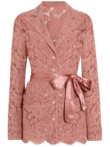 Cămașă Dolce & Gabbana cu model floral din dantelă roz