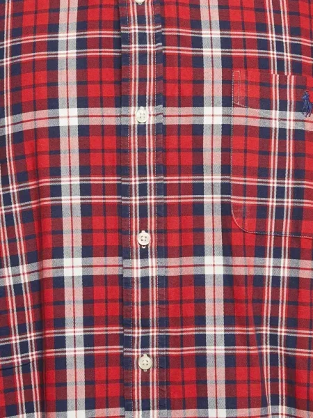 Карирана ленена риза Polo Ralph Lauren с принт синьо