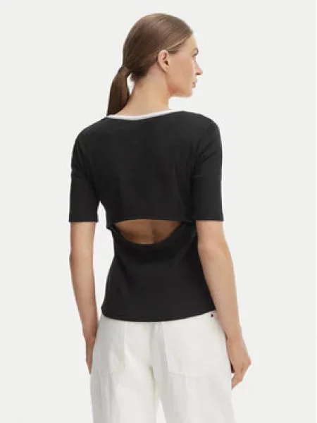 Calvin Klein Jeans majica ženska od pamuka s elastanom crna
